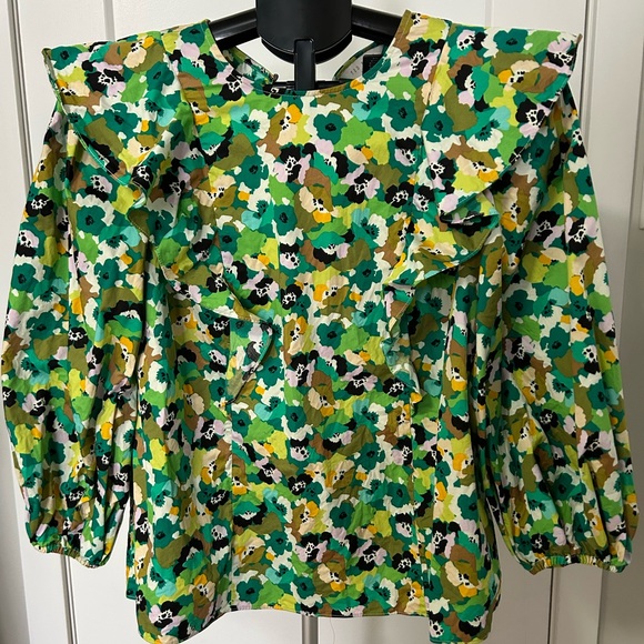 Ted Baker Tops - Ted Baker Green Multi Floral Ruffle Blouse